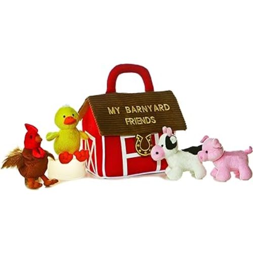 Aurora® Engaging Baby Talk™ My Barnyard Friends II™ Baby Stuffed Animal - Sensory Delight - Interactive Learning - Multicolor 8 Inches