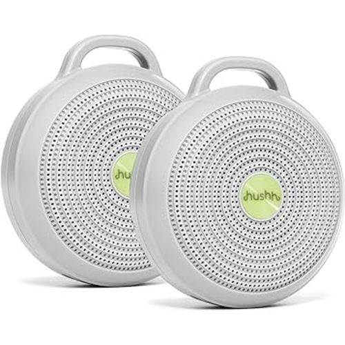 Yogasleep Hushh Portable White Noise Machine for Baby, 3 Soothing, Natural Sounds with Volume Control, Compact for On-The-Go Use & Travel, USB Rechargeable, Baby-Safe Clip & Child Lock, Grey, 2 Count