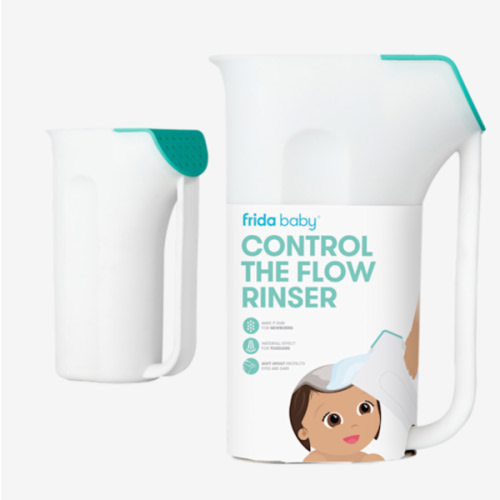 Frida Baby Control The Flow Bath Rinse Cup, Tear Free Rinser to Wash Hair and Body with Easy Grip Handle and Removable Rain Shower, Made in USA