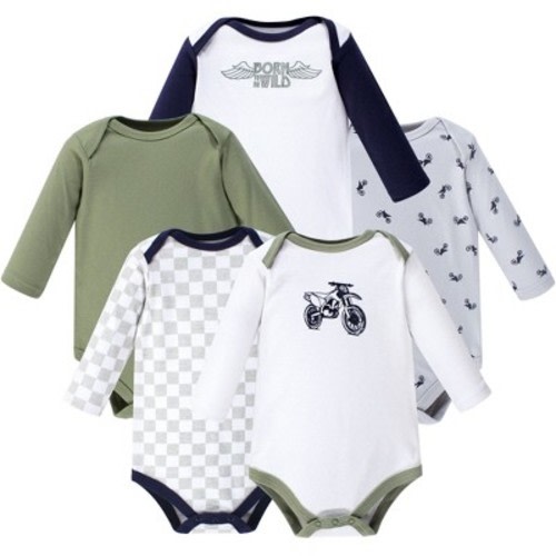 Hudson Baby Infant Boy Cotton Long-Sleeve Bodysuits 5pk, Dirt Bike, Size: 0-3 months