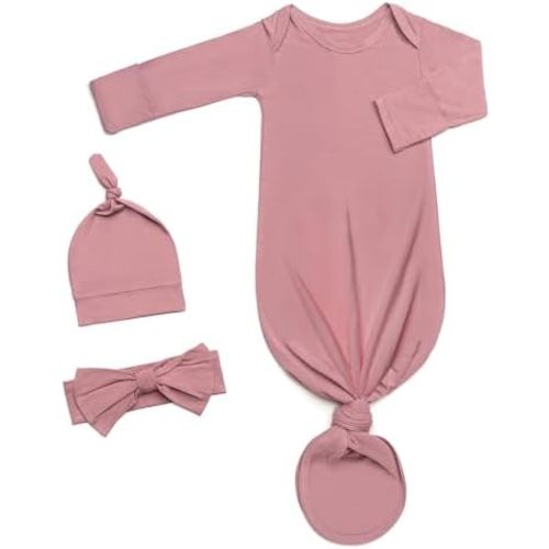 Baby Gowns 0-3 Months Soft Viscose Sleepers For Boy Girl, Breathable Newborn Sleepers With Mitten Cuffs