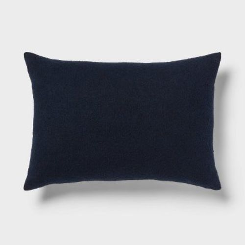 Oblong Boucle Color Blocked Decorative Throw Pillow Dark Navy - Threshold™: Cotton Weave, Indoor Rectangle Accent Pillow With Hidden Zipper