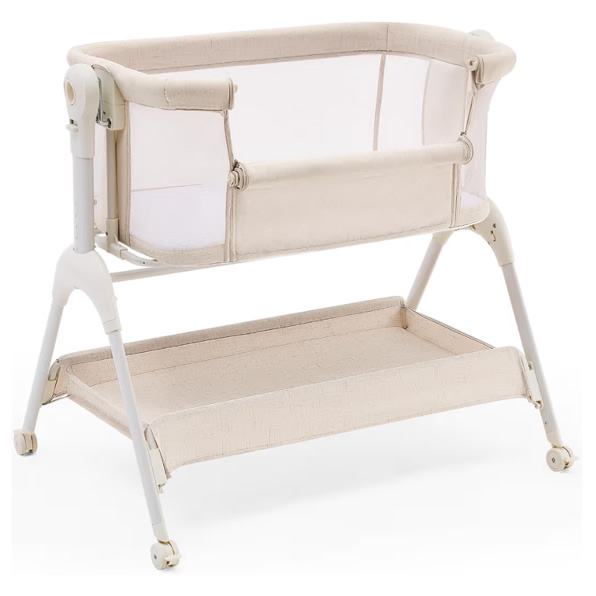 Harppa Cuddly Sway | 3-in-1 Rocking Baby Bassinet & Bedside Sleeper with Anti-Reflux Mattress for Newborns | Attaches to Bed, Adjustable Height, Tool-Free Setup, Portable Wheels, CPSC Certified, Gentle Rocking Motion | Ideal for Infants, Safe Co-Sleeping