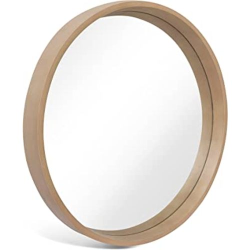 WallBeyond Round Mirror with Wood Frame 24 inch Circle Wall Mirror for Bathroom Round Wall Mirror for Wall Decor, Vanity, Entryway Living Room (Natural)