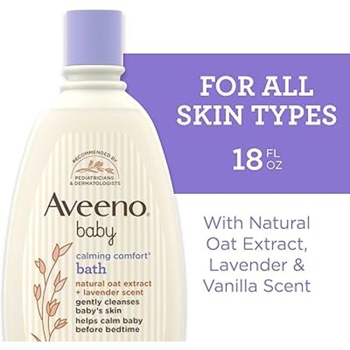 Amazon.com: Aveeno Baby Calming Comfort Bath with Relaxing Lavender & Vanilla Scents, Hypoallergenic & Tear-Free Formula, Paraben- & Phthalate-Free, 18 Fl Oz (Pack of 1) : Baby