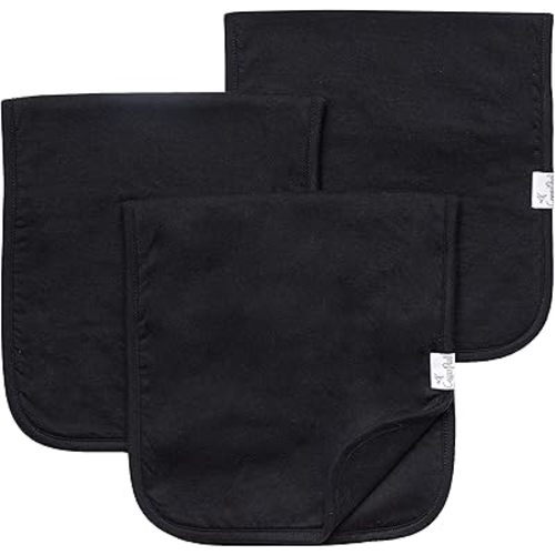Copper Pearl Premium Baby Burp Cloths - 3-Pack Large Cotton Burp Cloths, Extra Soft Spit Up Rags with 3 Absorbent Layers, Perfect for Baby Boy and Baby Girl Gifts (21" x 10" Size, Black Basics Set)
