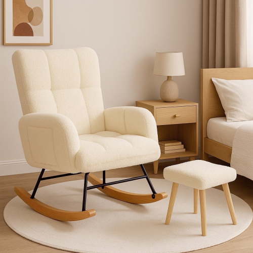 CloudRest Pro Nursery Rocking Chair with Ottoman for Nursery, Bedroom, Living Room