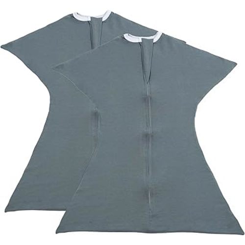 SleepingBaby Zipadee-Zip Transition Swaddle - Cozy Baby Swaddle Blanket with Zipper Convenience - Roomy Wearable Blanket for Easy Diaper Changes - Classic Grey, Small (4-8 Month) - 2 Pack