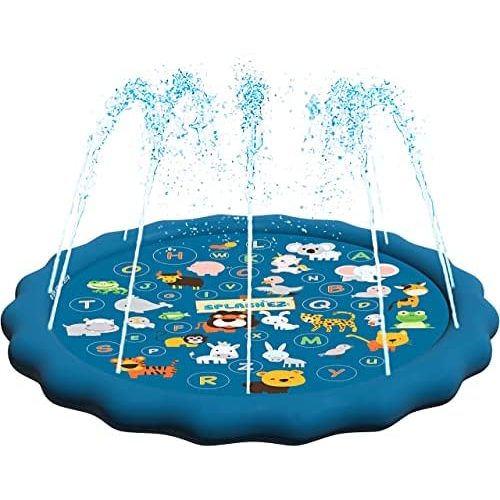 SplashEZ 3-in-1 Splash Pad, Sprinkler for Kids and Wading Pool for Learning – Children’s Sprinkler Pool, 60’’ Inflatable Water Summer Toys – “from A to Z” Outdoor Play Mat for Babies & Toddlers