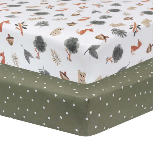 2 Pack Jersey Cot Fitted Sheet - Forest Retreat