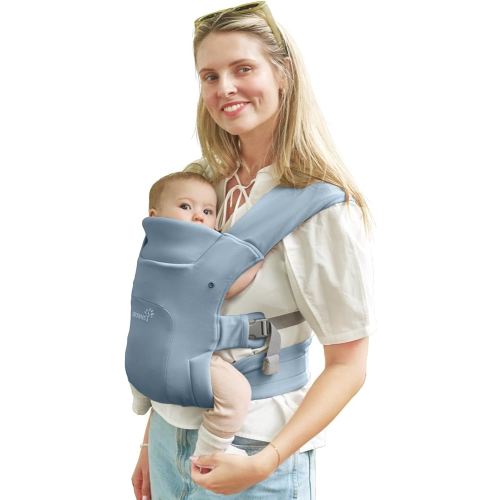 GROWNSY Baby Carrier Newborn to Toddler, Cozy Baby Wraps Carrier, Ergonomic Baby Carrier with Head Support, Oxford Blue