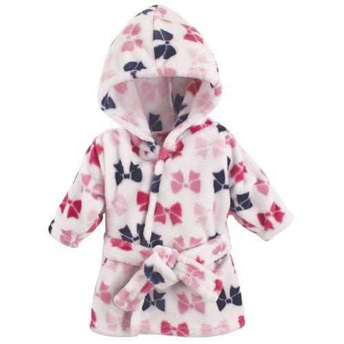 Hudson Baby Infant Girl Plush Animal Face Bathrobe, Bows, 0-9 Months