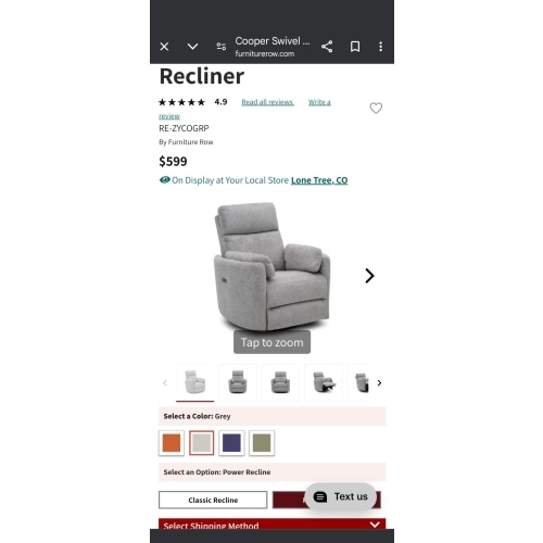 Cooper Swivel Recliner | Furniture Row