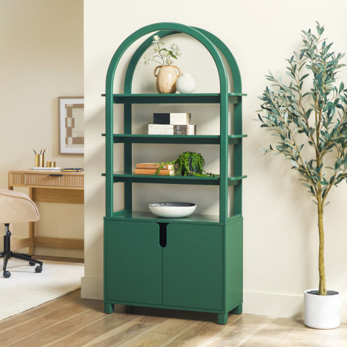 Ebern Designs Modern Arched Wood Cabinet Storage Bookcase & Reviews | Wayfair