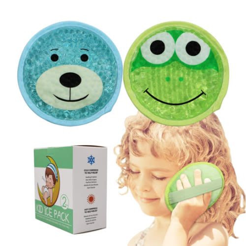 Large Kids Boo Boo Ice Pack,2 Packs Cute Heat Cold Gel Beads Packs for Kid's Fever,Pain Relief,Wisdom Teeth,First Aid and Neck, Head, Arms, Legs Injuries.
