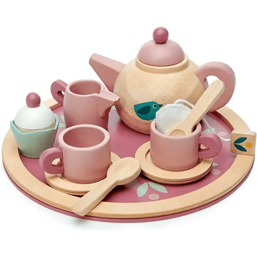 Tender Leaf Toys - Birdie Tea Set - Realistic Teapot, Cups and Treats for Pretend Afternoon Tea Party - Social, Creative, and Imaginative Development - Learning Role Play - Age 3+