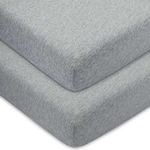 Comfy Cubs Fitted Crib Sheet – 100% Cotton Baby Crib Mattress Sheet for Boys and Girls - Pack of 2 - Grey