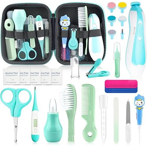 Baby Grooming Kit for Boys Girls Safety Newborn Nursery Essentials Grooming Set Gift for First-time Parents, Green 26 in 1