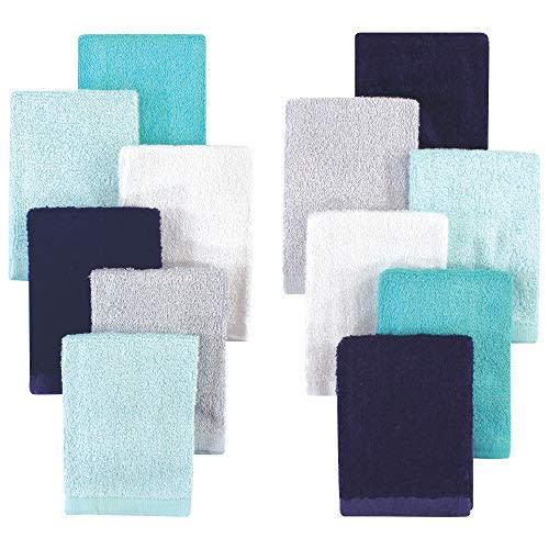 Hudson Baby Unisex Baby Rayon from Bamboo Woven Washcloths 12pk, Navy Teal, One Size