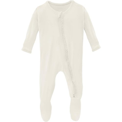 KicKee Pants Ruffle Zipper Footie (natural, 3-6 months)
