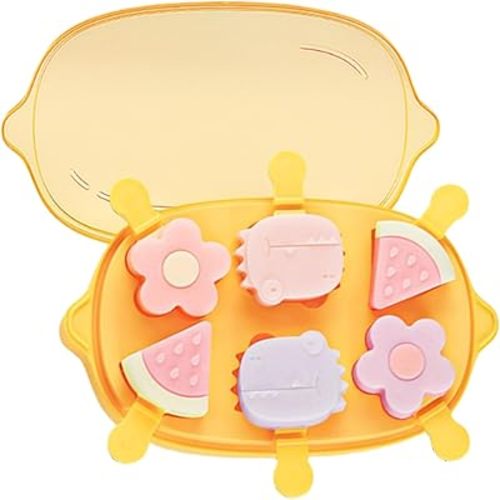 Silicone Popsicle Molds, Dinosaur Animal Small Mini Popsicles Molds, Fun Shaped Homemade Ice Popsicle Molds Set, BPA Free (Yellow-lemon(6 pieces))