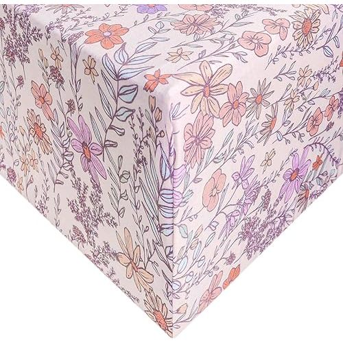 Premium Fitted Knit Crib Sheet/Toddler Sheet "Flora" by Copper Pearl