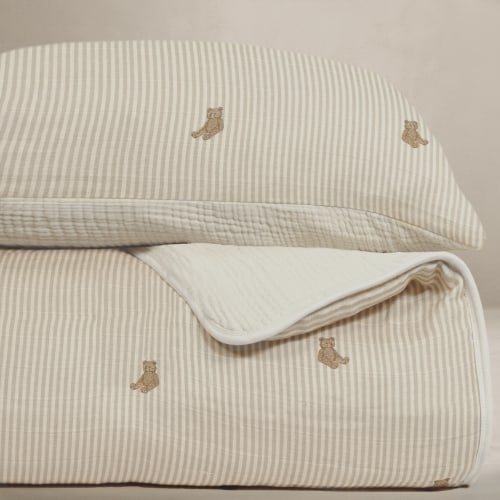 'Bear' - Premium Muslin Crib Quilt & Sham
