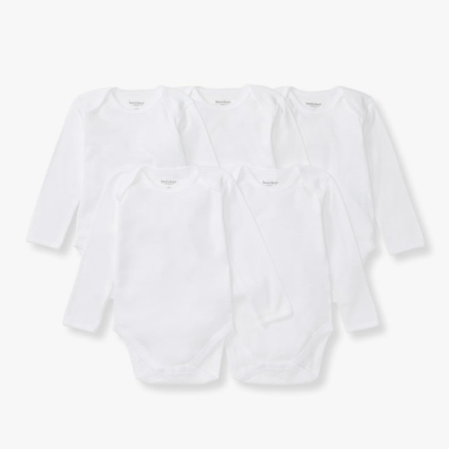 Burt's Bees Baby Unisex Organic Cotton Short and Long Sleeve Bodysuits, 5-Pack
