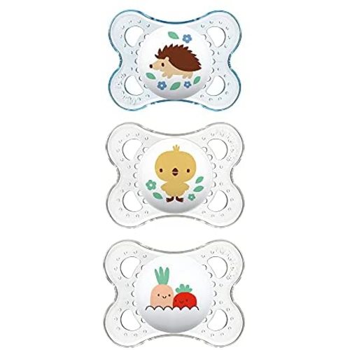 MAM Clear Collection Pacifiers Value Pack (3 Pack), MAM Pacifier 0-6 Months, Baby Pacifiers, Baby Boy, Best Pacifier for Breastfed Babies, Designs May Vary