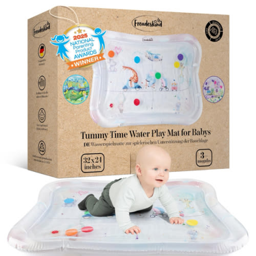 Premium Water Play Mat XXL – Award-Winning Inflatable Tummy Time Water Mat – Sensory & Motor Development Designed by Professional Educators – Certified 100% Baby-Safe Materials