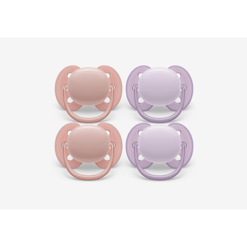 Philips Avent Ultra Soft Pacifier - 4 x Soft and Flexible Baby Pacifiers for Babies Aged 0-6 Months, BPA Free with Sterilizer Carry Case, SCF091/25