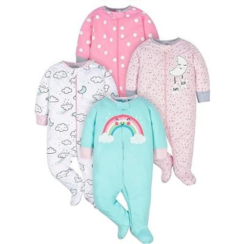 Gerber Baby Girls' 4 Pack Sleep 'N Play Footie