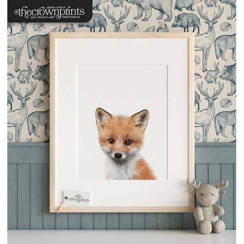 Fox print, PRINTABLE art, Fox wall art, Nursery decor, Animal art, Baby animal prints, Woodland animal prints, The Crown Prints Shop, TCP38_