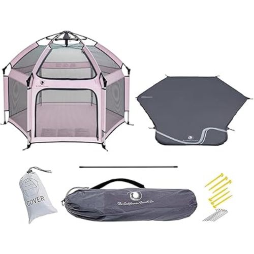 POP 'N GO Premium Outdoor Baby Playpen with Self-Inflating Playmat (Soft Pink)