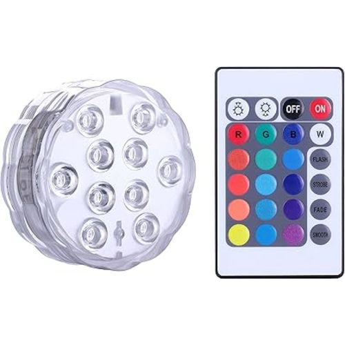 Submersible LED Lights Remote Control Battery Powered, RGB Multi Color Changing Waterproof Light for Pool, Vase Base, Spa, Aquarium, Pond, Hot Tub, Decoration, Party, Set of 1