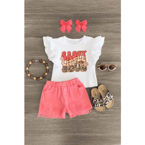 "Sassy Little Soul" Pink Suede Short Set