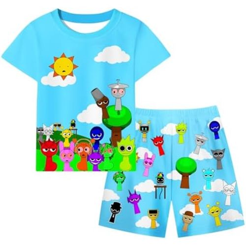 Boys Kids Short Set T-shirts Pants 2Pcs Outfits Casual Tee Shirt Clothes for 5-12 Year