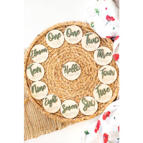 Monthly Wooden Milestone Discs for Baby Photos Monthly Canada