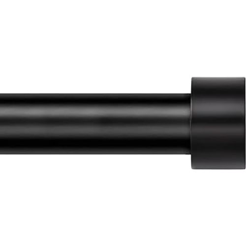 Zeerobee Curtain Rods for Windows 32 to 72, 1 Inch Black Curtain Rod Set, Heavy Duty Drapery Rods with Adjustable Curtain Rods, Outdoor Modern Curtain Rod with Simple End Caps, 32"-72", Black