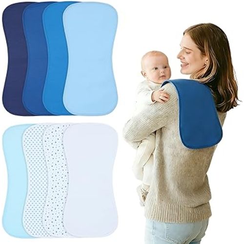 Baby Burp Cloths 8-Pack, Waterproof Burping Cloths, 4-Layer Super Absorbent & Extra Soft Plush Spit Up Rags for Newborns and Infants, Infant Towels for Milk Spit Up, Baby Boy Girl Essentials