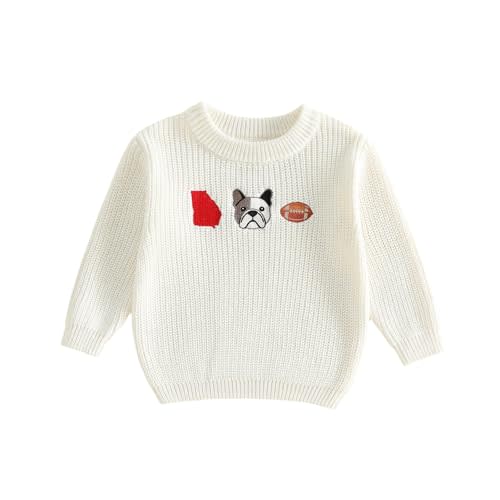 Baby Boy Football Outfit Long Sleeve Embroidered Sweater Pullover Knitwear Top Newborn Infant Boys Sweaters