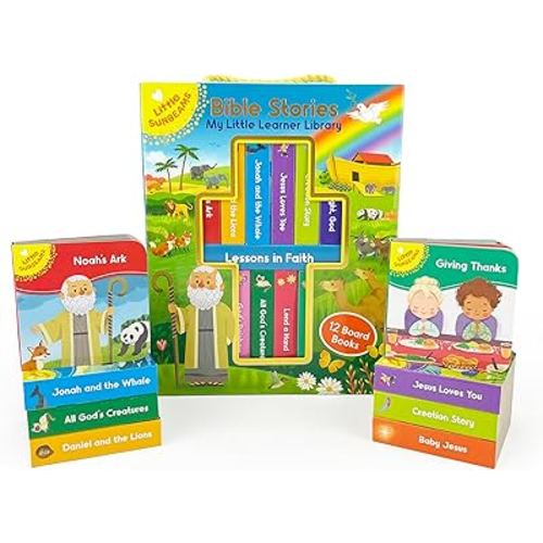 My Little Learner Library: Bible Stories - Christian (12 Board Books) for Toddlers