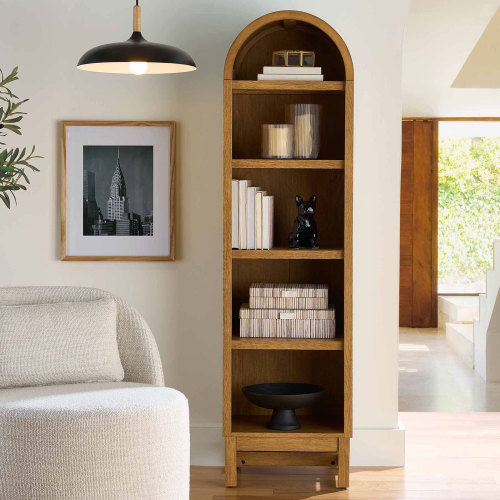 Better Homes & Gardens Juliet Narrow Arch Bookcase, Light Honey Finish