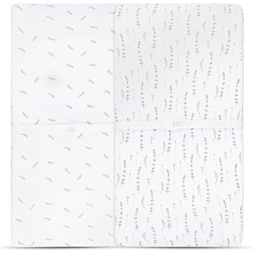 Changing Pad Cover 2 Pack - Baby Changing Pad Cover with 100% Jersey Cotton - Changing Pad Covers for Girls and Boys, Newborn Essentials (Forest Grey Leaf & Floral)