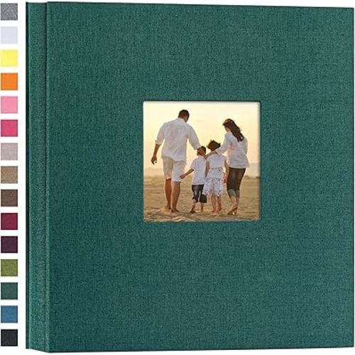 potricher Linen Hardcover Photo Album 4x6 600 Photos Large Capacity for Family Wedding Anniversary Baby Vacation (Dark Green, 600 Pockets)