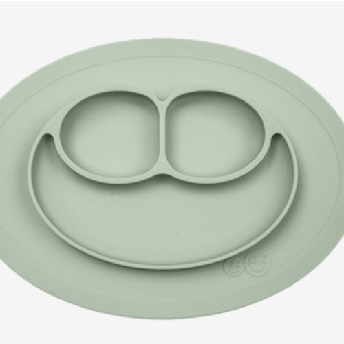 ezpz Mini Mat for 12 Months+ (Sage) - 100% Silicone Placemat + Plate with Suction for Infants + Toddlers - Supports Baby-Led Weaning - for Highchair, Dining Table and Travel