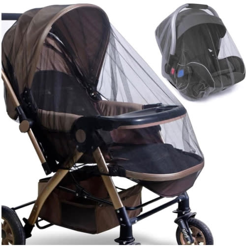 Baby Stroller Mosquito Net (2 Pack) - Durable Mesh Protection for Bassinets, Cradles, Playards, Pack N Plays & Portable Mini Cribs | Breathable Universal Fit Insect Barrier (Black)