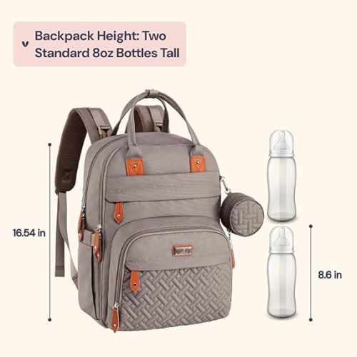 BabbleRoo Unisex Diaper Bag Backpack, Khaki