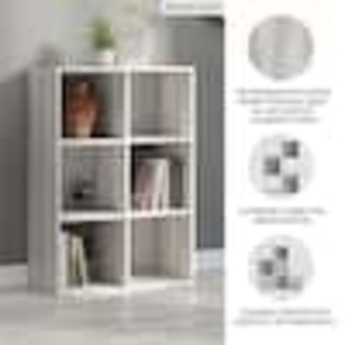Signature DESIGN BY ASHLEY Paxberry 35.43 in. H x 23.74 in. W x 11.81 in. D White MDF 6-Cube Storage Organizer EA1811-3X2