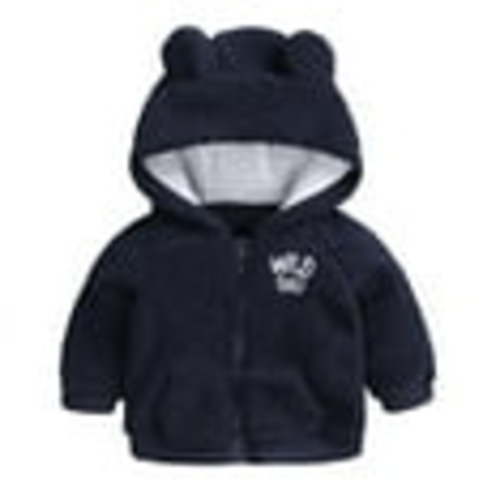 YESIMOLA Baby Boys' Fleece Outerwear Jackets Baby Boys Girl Cartoon Bear Letter Long Sleeve Warm Hooded Coat Snowsuit Casual Coat for Boys Navy 0-3 Months